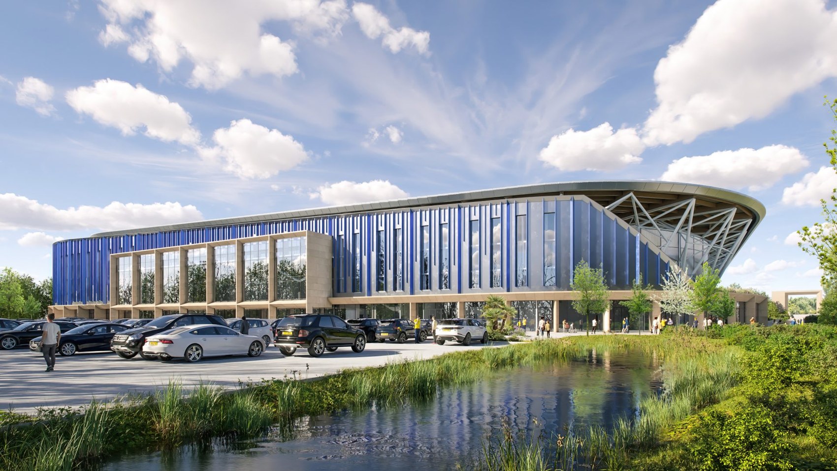 Oxford United proposed stadium at The Triangle — exterior visualisation.